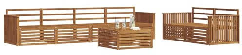 vidaXL Outdoor-Sofagarnitur 7 pcs Natur Massivholz Akazie, Garten-Sofa, modernes Ecksofa, langlebiger Lounge, Terrasse, Bequeme Sitzgruppe für Entspannung