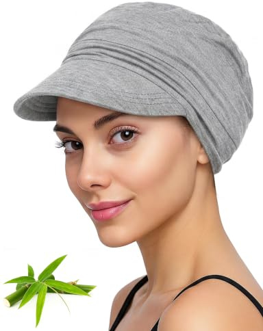 Becellen Mütze Sommer Damen, Bambus-Stoff Weiche Sonnenhut Chemo Kopfbedeckung Atmungsaktives Beanie mit Falten Schwarz Dünne Mütze Chemo Turban mit Elastischem für Damen Frauen