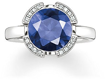 THOMAS SABO Damen-Ring 925 Sterling Silber Zirkonia weiß dunkelblau Gr. 56 (17.8) TR2038-050-32-56