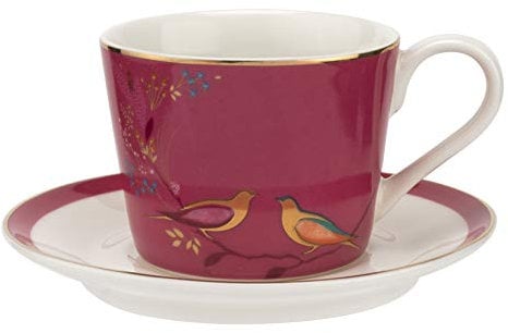 Sara Miller for Portmeirion Chelsea Cup and Saucer, Ceramic Pink, 230 x 185 x 95 cm
