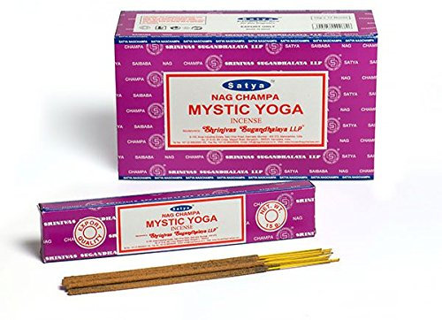 Sterling Effectz Räucherstäbchen Mystic Yoga Satya Nag Champa, 15 g, mit Souvenir-Abzeichen