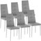 tectake® Moderne Stühle, 6er Set, 6X Stuhl mit Bezug aus Kunstleder, Glitzersteine, als KüchenstühleEsszimmerstühle oder Polsterstuhl für Wohnzimmer, Esstisch, Bar - grau
