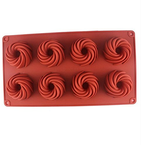 VALINK Spiral Savarin Shaped Silicone Cake Mould Hollow Chiffon Cupcake Chocolate Gumpaste Baking Mold Silicone Bakeware Pan Pumpkin Cupcake Baking Tray Ice Making Tray Home Kitchen Baking Tools