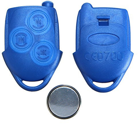 C-FUNN 3 Button Blue Remote Key Fob Case with battery For Ford Transit MK7