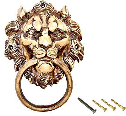 eSplanade - 19,1 cm Messing Löwe Mund Metall Türklopfer | Wohnkultur | Tür Dekor | Messing Türklopfer - Brass Door Knockers