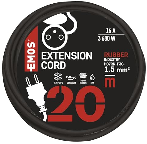 Kabel Stromverlängerung Schlauch 20 M 1 × 2P + PE Fahrer 1.5 mm2 16 A max