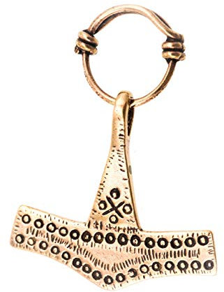 Windalf Wikinger Schmuck-Anhänger MJÖLNIR h: 4.6 cm Thorshammer mit Bronzering Edle Bronze