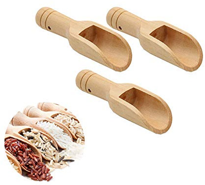 Eribell7 Lot de 3 mini cuillères en bois pour le lait en poudre, le café, le thé, les bonbons, la farine, le sel, les épices, les fêtes, les ustensiles de cuisine