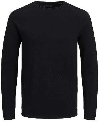 JACK & JONES JJEHILL KNIT CREW NECK NOOS, Maglione, Uomo, Nero, XL