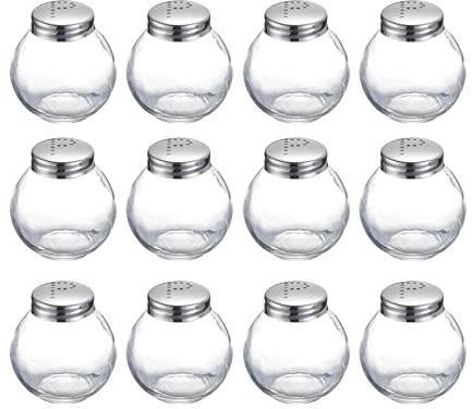Westmark 654822E2 - Set di 12 pepiere, in vetro/acciaio inossidabile, Roma, colore: argento/trasparente
