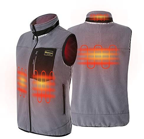 PROSmart Heated Gilet Polar Fleece Lightweight Heated Vest with USB Battery, Unisex (Gray, L)