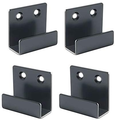 Sayayo Stainless Steel Picture Rail Hooks Picture Hanging Mirror Clips Mirror Fixings Hanging Kits Heavy Duty Ceramic Tile Display Bracket, Matte Black Finish, 4 PCS (15MM Inside Width)