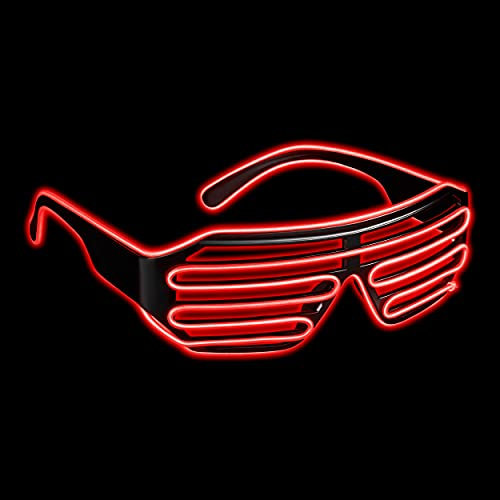 Balinco LED Brille mit 3 Blitzmodi - perfekt geeignet als Techno DJ | Festival | Halloween | Karneval | Fasching als Ergänzung zum Horror Kostüm (Rot)