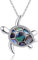 PRAYMOS Kette Schildkröte Halskette Damen Kette Opal 925 Sterling Silber Zirkonia Anhänger Schmuck Geschenk für Damen