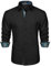 HISDERN Men Fashion Button Down Shirt Classic Collar Long Sleeve Button Down Fashion Slim Fit Casual Formal Black Funeral Shirts Noir-1 S