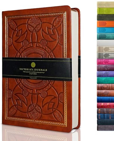 Victoria's Journals Tagebuch, Vintage-Kunstleder, Hardcover, liniertes, altmodisches Reisetagebuch, 14,5 x 20,5 cm, Braun