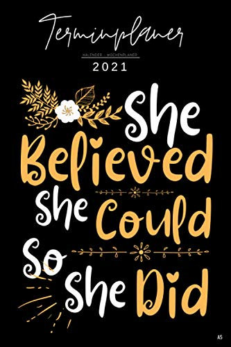 Terminplaner 2021 Kalender A5 Wochenplaner: Wochenkalender 2021 Monatsplaner schwarz , 1 woche 2 seiten, 1. Januar 2021 bis 2. Januar 2022 , Terminkalender 2021 , Geschenke für Frauen