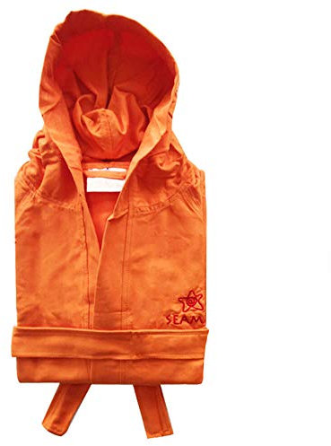 Seamar Accappatoio Bambini Microfibra Con Cappuccio Tessuto Tecno per Casa Palestra Piscina Mare e Viaggio (8-10 anni, Arancio)