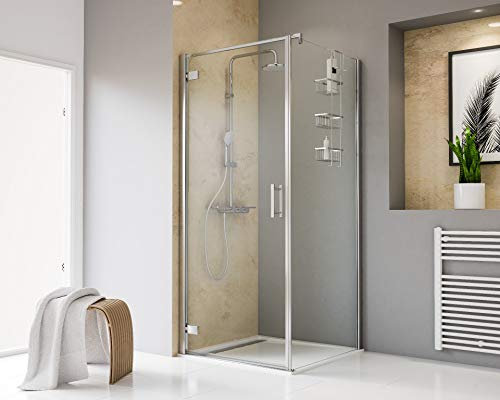 Schulte Toura Plus Drehtür pendelbar mit Seitenwand, Profile chromoptik, Sicherheitsglas klar hell inkl, Fixil-Glassiegel, EP666218-5 41 500 02 68 39
