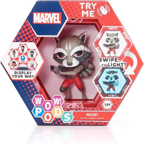 WOW! PODS Marvel Guardians of The Galaxy - Rocket Figur | Offizielle Marvel Legends Superhelden Leuchtende Wackelfigur | Marvel Fanartikel Sammelspielzeug