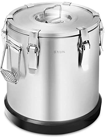 Royal Catering Contenedor Isotérmico Acero Inoxidable Termo Inox. RC-TFT15 (Capacidad: 15 L, Doble pared con aislamiento, Tapa con cierre tensor)