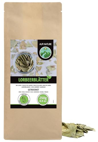 Alpi Nature Feuilles de Laurier 250g, Feuilles Entières Séchées, Épice de Laurier pour la Cuisine