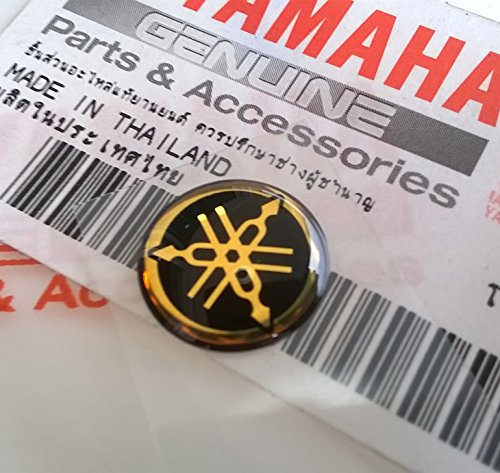 Adesivo per diapason Yamaha, diametro 12 mm, con logo nero/oro, bombato, in resina gel, autoadesivo, per moto, moto d'acqua, ATV, motoslitta