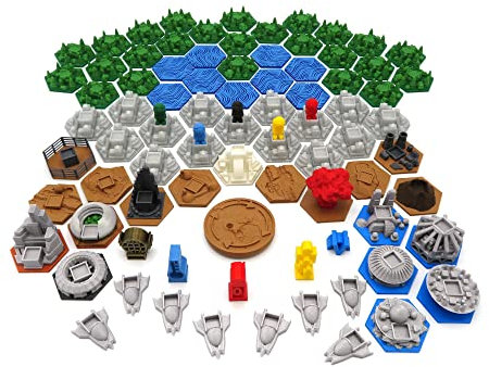 BGExpansions – Komplettes Premium-Paket für Terraforming Mars und Colonies Expansions, Venus Next und Conflicts | 87 3D-Teile | Detaillierte Kacheln, Spielsteine und Raumschiffe in voller Farbe