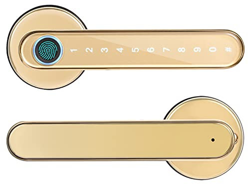 Laxre Fingerprint Door Lock,Smart Touchscreen Room Lock,Bluetooth,Biometric Door knob deadbolt,Keyless Entry Front Door Lock keypad,Suitable Home&Hotel&Office&Interior Door Lax-LA01PB Polished Brass