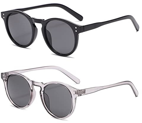 Long Keeper Vintage Sonnenbrille Rund Klein Rahmen Runde Brille UV400 Retro Runde Sonnenbrille für Damen Herren