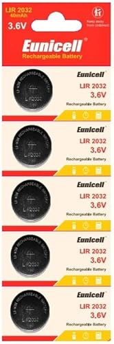 5 x LIR2032 Li-Ion Rechargeable 3,6V Akku Knopfzelle CR2032 wiederaufladbar