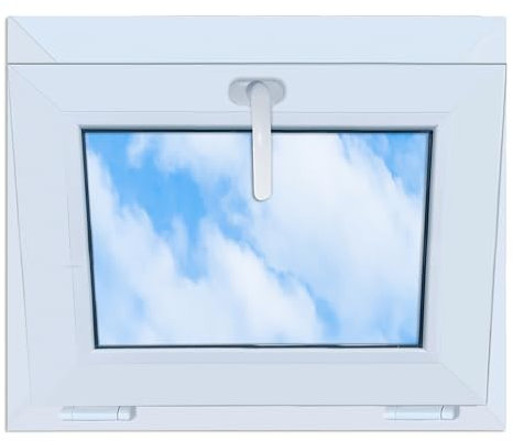 LORAC | Finestra in PVC bianca, 600x500 mm, finestra standard con vetro doppio, a risparmio energetico, finestra per cantina con certificazione CE, ideale per ambienti domestici e cantine