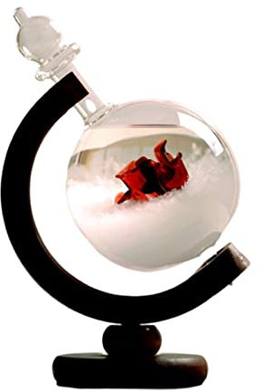 FIYSON Station Météo en Verre Tempête Bouteille De Prévisions Météo, Tempête Baromètres De Verre avec Socle en Bois Convient pour Le Bureau À Domicile Décoratif Mignon pour Le Bureau À Domicile (rose)