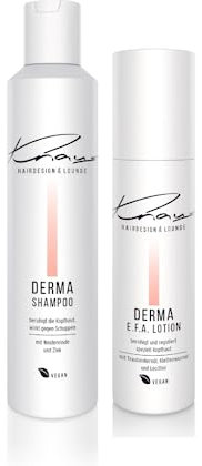 Knaus Hairdesign DERMA Beruhigendes Kopfhautpflege-Set mit Anti-Schuppen - Talgproduktion -Shampoo & E.F.A. Lotion | Gegen Juckreiz, Schuppen & Spannungen | Mit Zink, Salicylsäure & Traubenkernöl
