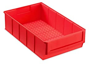 Rote Industriebox 300 B | HxBxT 8,1x18,3x30cm | 3,4 Liter| Sichtlagerkasten, Sortimentskasten, Sortimentsbox, Kleinteilebox