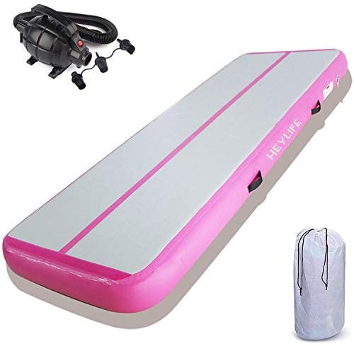 Air Mat Tumble Track 10ft 4 Inches Thick Gymnastics Inflatable Tumbling Track Mat with Air Pump Pink 300CM