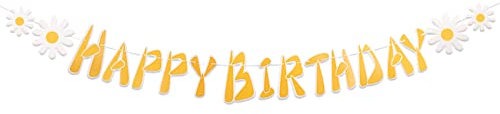 Happy Birthday Banner Little Daisy Banner für Kinder Erwachsene Geburtstag Party Dekorationen (Gelb)