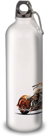 SUPER FABRIQUE Borraccia in alluminio, in acciaio inox (thermos 24h) riutilizzabile da 330 ml a 750 ml, omaggio Harley Vintage moto (Aluminium, Moschettone L 750 ml)