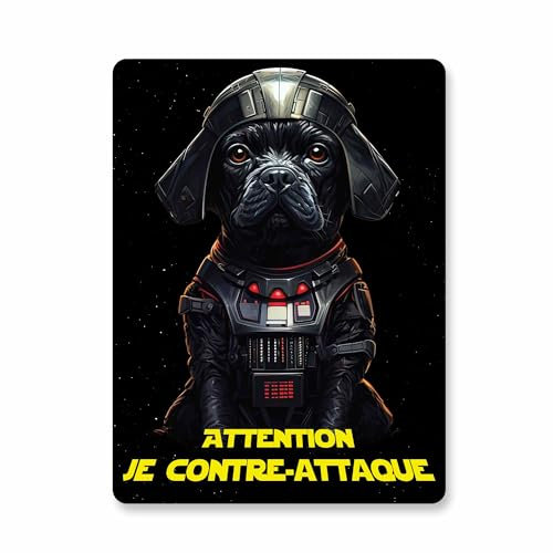 Panneau attention au chien guerre des étoiles - pvc rigide 15x20cm pour portail, entrée, garage, mur maison extérieur, 100% français