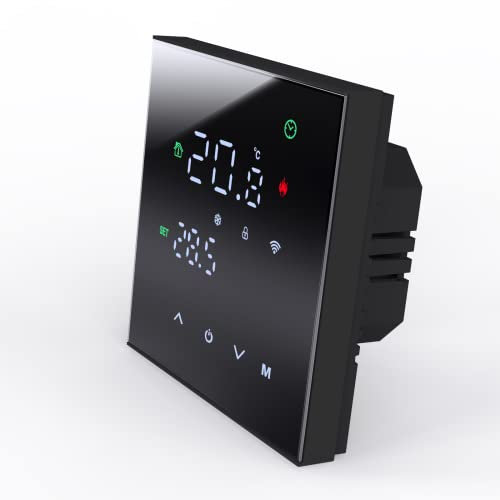 MincoHome Smart Thermostat Touch Screen WiFi Black Electric Underfloor Heating Control/Gas Boiler Dry-contact Compatible Save Energy (Gas Boiler 3A)