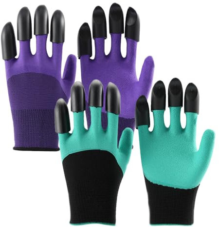 TRKETK 2 Paar Gartenhandschuhe mit Krallen, Geschenk für den Garten Hochwertige Wasserdichte Gartenhandschuhe Arbeitshandschuhe mit 8 Krallen Gartengeist Handschuhe mit Krallen zum Graben und Pflanzen