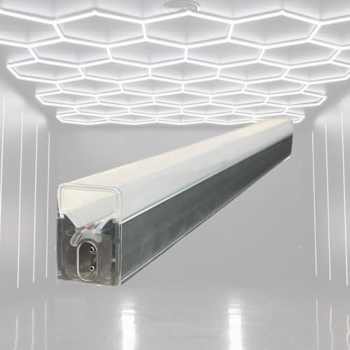 Kizirl Sechseckige LED-Garagenleuchte im DIY-Design:120 cm und 44 cm und 5 Verbindungszubehörteile zur Kombination der perfektesten sechseckigen Garagenleuchte (44cm-LED)