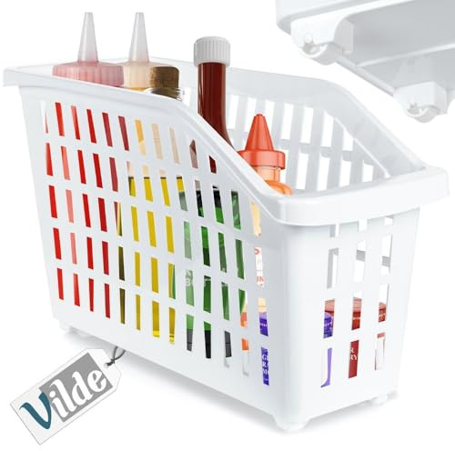 Aufbewahrungsbehälter Aufbewahrungskorb Kunststoff-Behälter mit Rollen weiß schmal 13 L