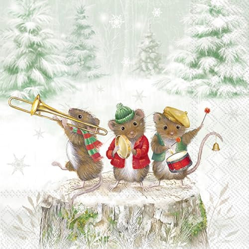 IHR Serviette Mouse Band, 33 x 33 cm, 20 Stück, ideal für Tischdekoration, Party, Feste