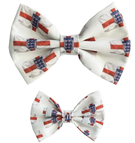 New Dogs Bow Tie Bowtie Football EURO Flag Paws England RED Elastic Band ACCESSORY Handmade UK (White flag Medium)
