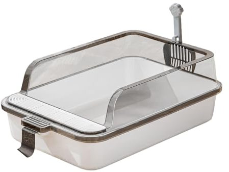 Baoblaze Bac à Litière pour Chat PP Ouvert Haut - Bassin de Sable pour Chaton, Pot Toilette, Lapin Chien - Blanc