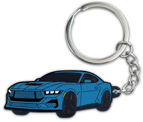 glahorse Schlüsselanhänger aus Metall, für Ford Mustang GT Zubehör 2022 2023 2024, Blau, 5*2.5