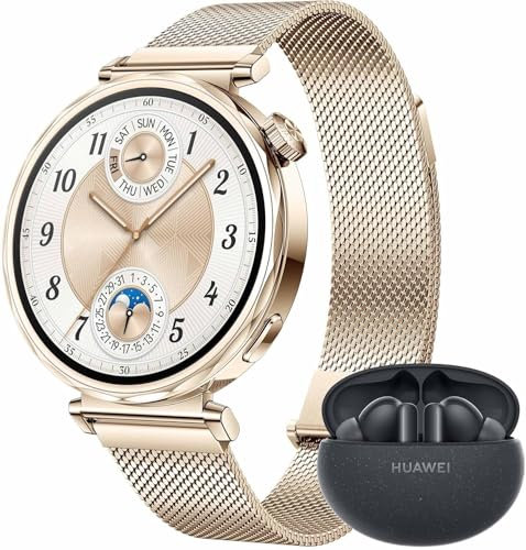 HUAWEI Watch GT 5 41mm Montre Connectée Or + FreeBuds 5i, Design aux Lignes épurées, Nouvelle expérience de Course à Pieds et de Cyclisme, Suivi de la santé, Jusqu'à 7 Jours d'autonomie