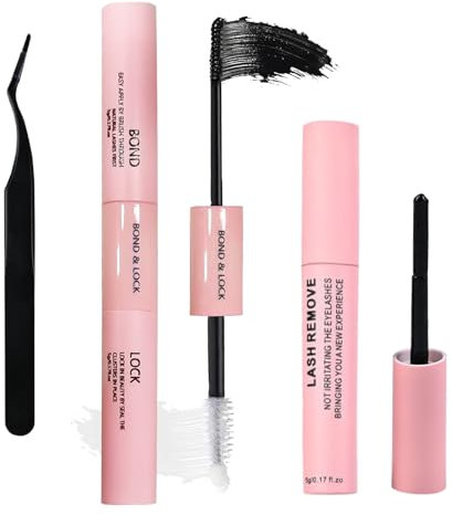Bond and Seal Lash Kit with Lash Remover Tweezers Eyelash Glue for DIY Cluster Eyelash Lashes Eyelash Extensions Lasting Strong Waterproof Mascara Eyelash Extension Glue for Sensitive Eyes