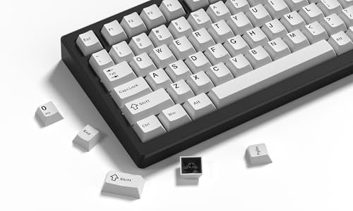 Womier Double Shot PBT Keycaps Set 138 Keys, Cherry Profile Custom Keycaps 60 65 75 100 Percent for 61/64/68/84/87/100/104/108 Retro Gaming Mechanical Keyboard, White